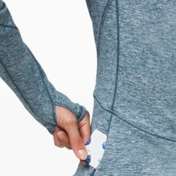 Lululemon SZ 8 Heathered Blue Always Alert 1/2 Zip Collared Jacket Reflective - Picture 4 of 10